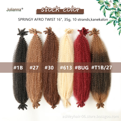 Julianna  synthetic afro crochet braid hair colour  350 613 ghana pre twisted fluffed short doremi Springy Afro spring twist